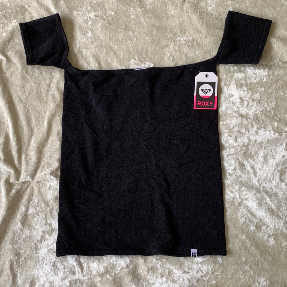 🖤 NWT Roxy Black Stretch Top with Cap Sleeve 🖤